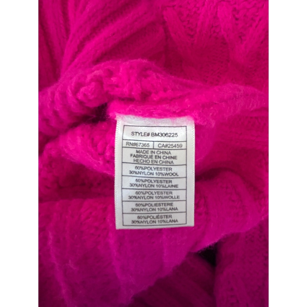 Steve Madden Hot Pink Cable Knit Sweater Women Small Fuchsia Wool Blend - Picture 6 of 7